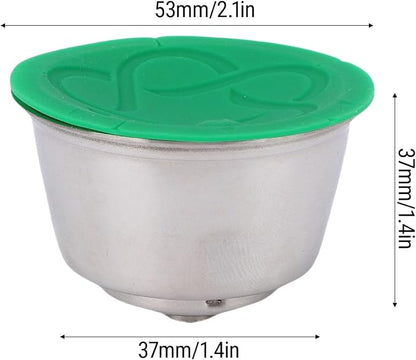 Reusable Stainless Steel Coffee Pod, Refillable Silicone Cup with Measuring Spoon for Machine