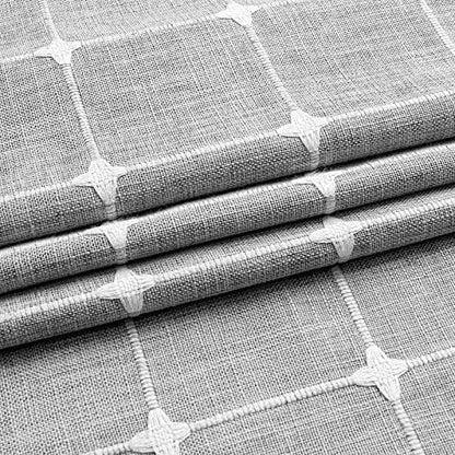 Boho Farmhouse Classic Plaid Linen Tassel Shower Curtain Tan Brown,72x78