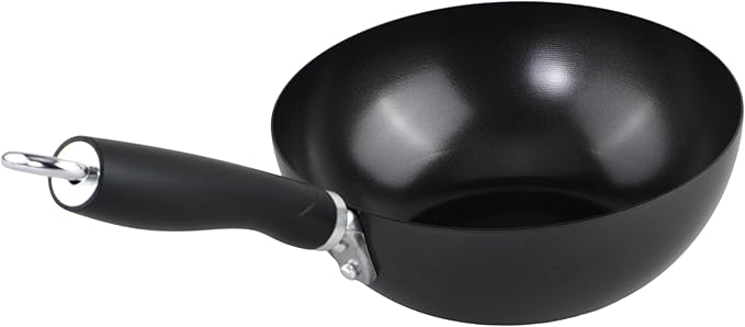 GoodCook Everyday Nonstick Wok, 8-Inch, Black, Carbon Steel Small Wok, High Wall Construction, Flat Base, Ergonomic Flame Guard Handle, Non-Stick Wok Pan for Stir Fry and Sautéing