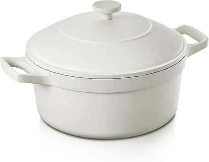 BEZIA 5.7 Quart Nonstick Ceramic Dutch Oven Style Stock Pot with Lid, Lightweight Die-Cast Aluminum Cooking Pot for Family Stew & Braising, Induction Ready Soup Pot, Oven Safe, Serves 3-5 People