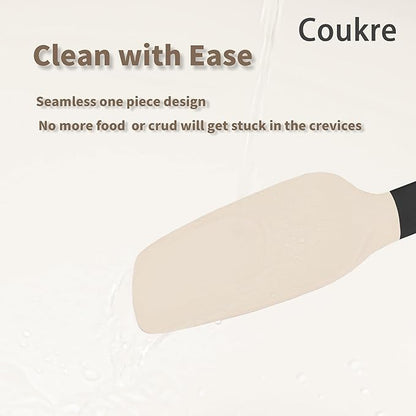 Coukre Silicone Spatula Set of 5,High Temperature Resistant, Food Grade Silicone, Dishwasher Safe, for Baking, Cooking (Beige Black)