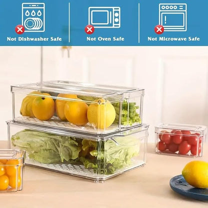 INNOVATIVE LIFE 14 Pack Refrigerator Organizers and Storage, Stackable Fridge Organizer Bins with Lids, BPA-Free Produce Fruit Storage Containers for Storage Clear for Food, Vegetable Storage