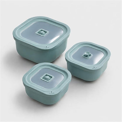 3 Pack Food Storage Containers with Easy-Open Vent Lids, Leak Resistant BPA-Free Meal Prep Containers, Microwave Freezer Dishwasher Safe, Stackable Food Containers, Tea Green，17oz 34oz 51oz