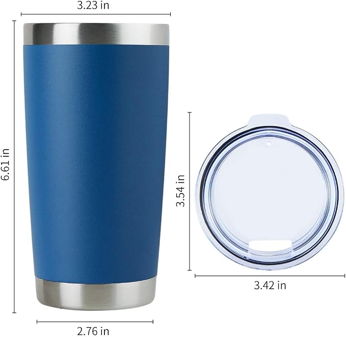 DOMICARE 20oz Stainless Steel Tumbler Bulk with Lid, Double Wall Vacuum Insulated Travel Mug, Powder Coated Coffee Cup, Dark blue, 4 Pack