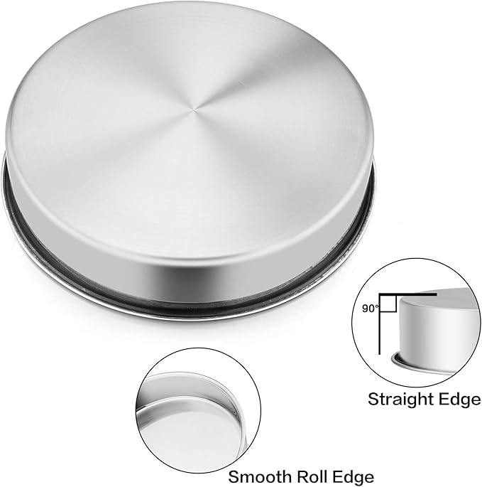 P&P CHEF 11 Inch Cake Pan Set of 4, Stainless Steel Baking Round Cake Pans Tins Bakeware for Birthday Wedding, Leak-proof & Easy Clean, Mirror Finish & Easy Releasing