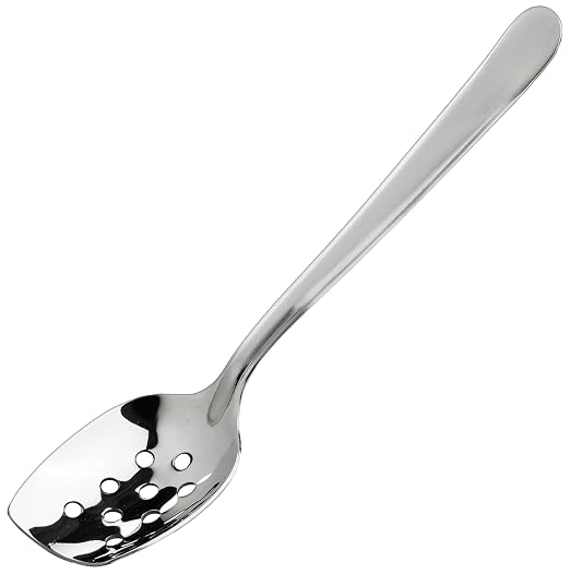 Winco 8" Slanted Plating Spoon, Perforated