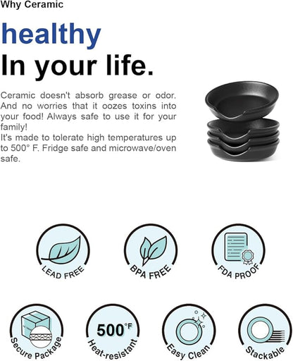 LE TAUCI Ceramic Spoon Rest, 4.8 Inch Spoon Rest for Stove Top, Spoon Holder for Kitchen Counter, Coffee Spoon rest, Utensil Rest for Cooking, Set of 4, Crude Black