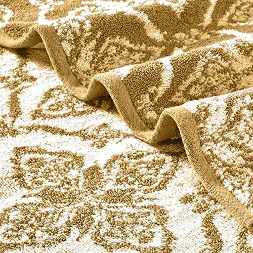 Modern Threads Amaris 6-Piece Reversible Yarn Dyed Jacquard Towel Set - Bath Towels, Hand Towels, & Washcloths - Super Absorbent & Quick Dry - 100% Combed Cotton, Gold
