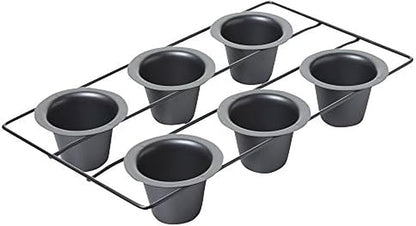 Chicago Metallic 6-Cup Popover Pan, Heavyweight Aluminized Steel with Nonstick Coating, Ideal for Yorkshire Pudding, Muffins, and Popovers