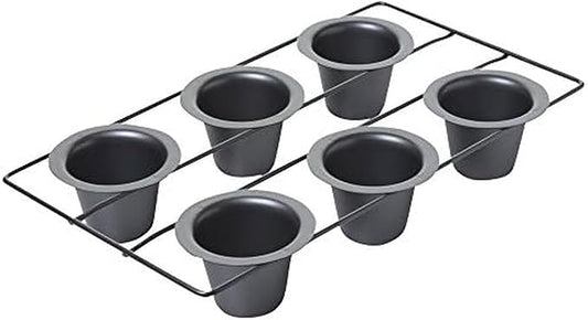 Chicago Metallic 6-Cup Popover Pan, Heavyweight Aluminized Steel with Nonstick Coating, Ideal for Yorkshire Pudding, Muffins, and Popovers