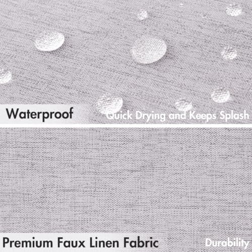 MIULEE Lavender Scalloped Linen Shower Curtain 72x72 Inches