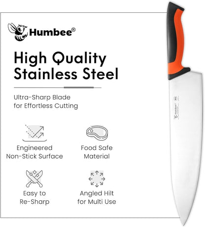 12-Inch Chef Knife, NSF Certified Razor-Sharp High Carbon Stainless Steel Blade – Ergonomic Color Coded Handle, Non-Slip Grip Kitchen Knife, DT-10 Series, Orange