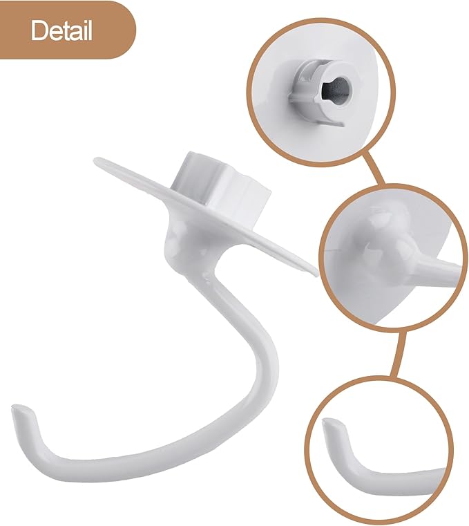 MEET JUICE K45DH Coated C-Shaped Dough Hook for KitchenAid Tilt-Head Stand Mixers, Fits 4.5–5 Quart Bowls, Compatible with K45, K45SS, KSM90, KSM110, KSM150, Not Compatible with Bowl-Lift Models
