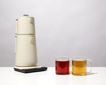 Saki Turkish Tea Maker Machine Pro, Electric Double-Pot Teapot 1.75L 120V, 120 Min Keep-Warm, Stainless Steel BPA-Free, Auto Shut-Off & Boil-Dry, LED Brew Ring, Pearl White
