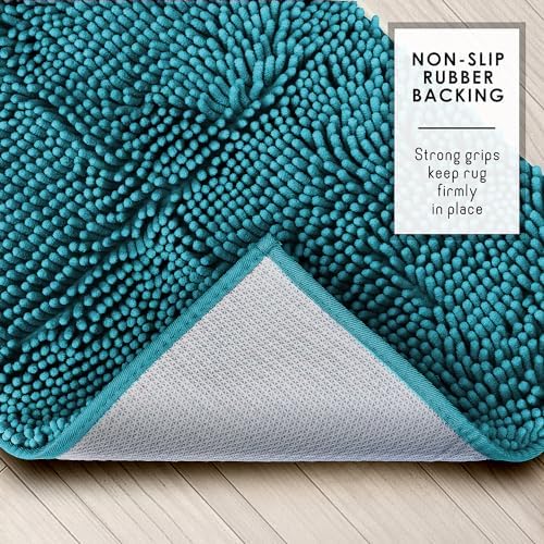 Hearth & Harbor Bathroom Rugs, Chenille Bath Mat - Machine Washable Bath Mats for Bathroom Non-Slip Backing Rubber, Quick Dry Bathroom Mat