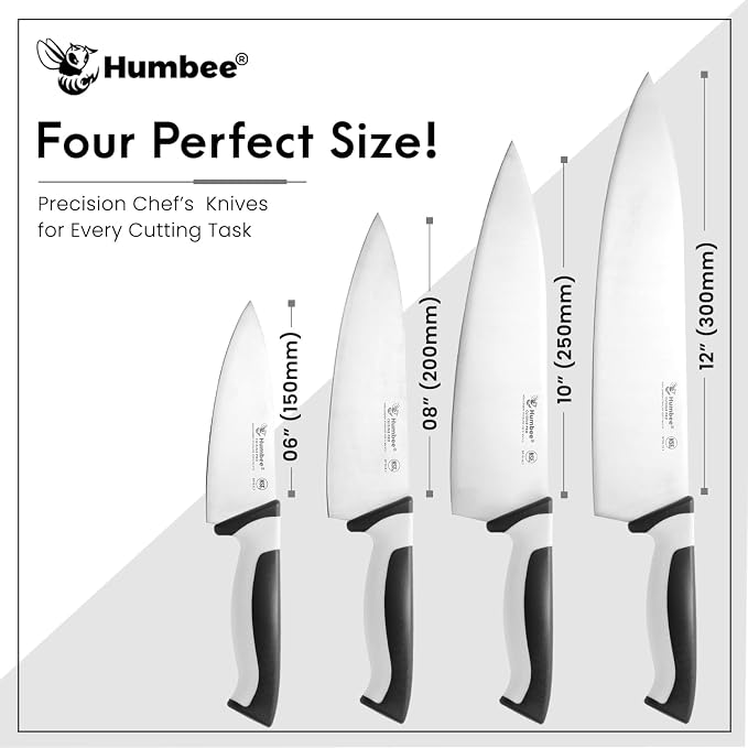 12-Inch Chef Knife, NSF Certified Razor-Sharp High Carbon Stainless Steel Blade – Ergonomic Color Coded Handle, Non-Slip Grip Kitchen Knife, DT-10 Series, White
