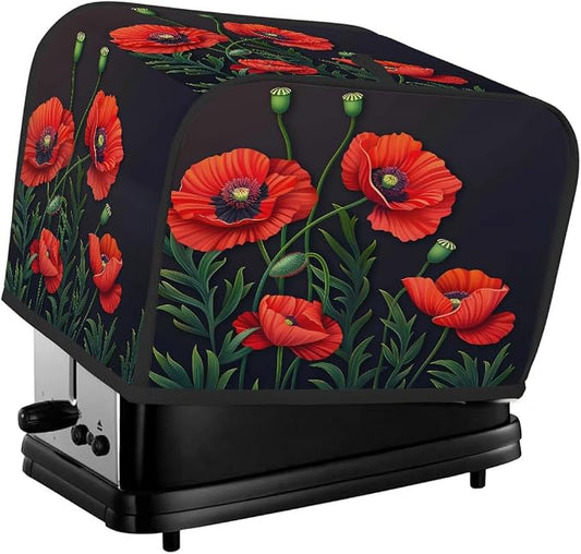 Toaster Cover 4 Slice Wide Slot Flower Floral PoppyBread Toaster Oven Dustproof Cover Small Appliance Kitchen Covers Dust and Fingerprint Protection for Women Gift 4 Slice