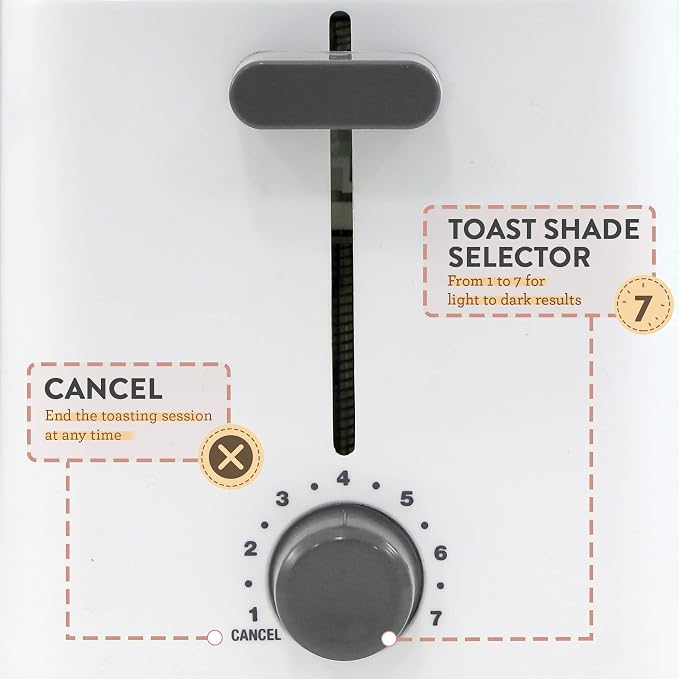 Elite Gourmet ECT-1027 Cool Touch Toaster,7 Toast Settings Cancel Functions,Slide Out Crumb Tray,Extra Wide 1.5" Slots for Bagels Waffles Specialty Breads,Puff Pastry,Snacks,White,(Pack of 8)