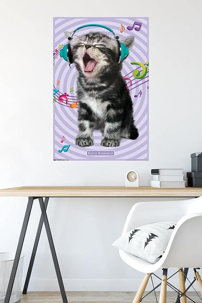 Trends International Keith Kimberlin - Kitten - Singing Wall Poster, 22.375" x 34", Premium Poster & Mount Bundle