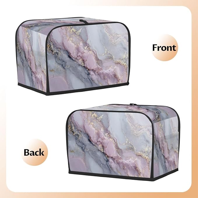 Toaster Cover 2 Slice Wide Slot Pink Grey MarbleBread Toaster Oven Dustproof Cover Small Appliance Kitchen Covers Dust and Fingerprint Protection for Women Gift 2 Slice