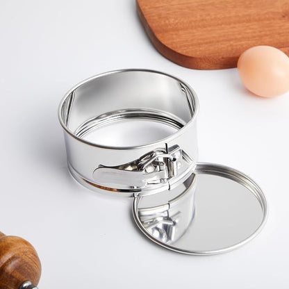 Funnymoom 4 Pack 4 Inch Mini Springform Pan Set, Small Stainless Steel Cheesecake Pan with Removable Bottom Leakproof Nonstick Round Baking Mold for Mini Cheesecakes Pie Pizzas and Quiches Cake