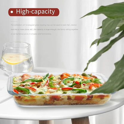 2-Pack Glass Baking Dishes – 102 oz & 75 oz (2.2 L + 3.0 L) Large Oven-Microwave-Freezer Safe Borosilicate Glass Bakeware for Cooking & Food Storage