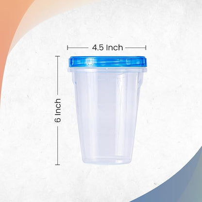 RFAQK 24 Pack Freezer Storage Containers with Lids-32 OZ Soup Containers with Twist Top Lids-Meal Prep Quart Food Storage Containers with Screw Lid-Leak Proof Plastic Containers for Leftovers & Pantry