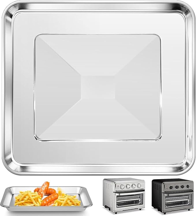 GWY 2PCS Air Fryer Accessories parts for Cuisinart TOA-60 TOA-65 TOA-70 Toaster Convection Oven, 12 * 11'' Tray Replacement Steel Pan Toaster Oven Accessories Parts