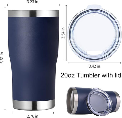 DOMICARE 20oz Tumbler with Lid Stainless Steel Tumblers Bulk, Double Wall Vacuum Insulated Coffee Travel Mug Powder Coated Tumbler, 8 Count (Pack of 1) Navy
