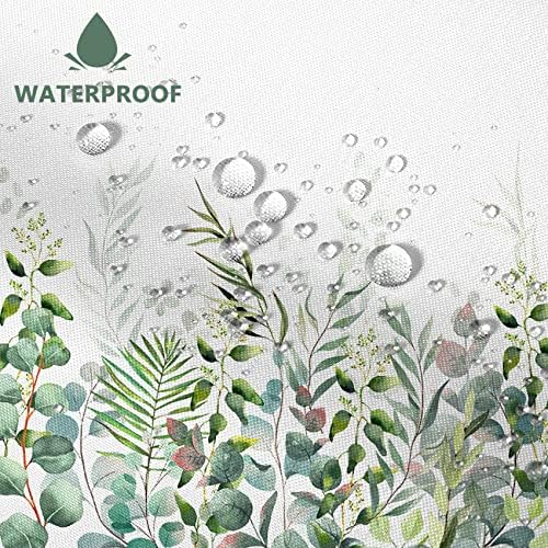 AWERT Shower Curtain Plants for Bathroom,Waterproof Quick-Drying Green Leaves Shower Curtain Set with Hooks 60x72 Inch