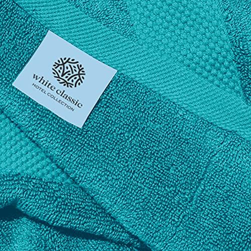 White Classic Luxury Aqua Hand Towels - Soft 100% Turkish Cotton | Highly Absorbent Hotel spa Bathroom Towel Collection | 16x30 Inch | Set of 6