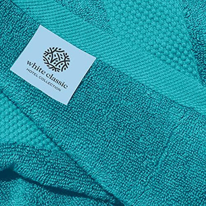 White Classic Luxury Aqua Hand Towels - Soft 100% Turkish Cotton | Highly Absorbent Hotel spa Bathroom Towel Collection | 16x30 Inch | Set of 6