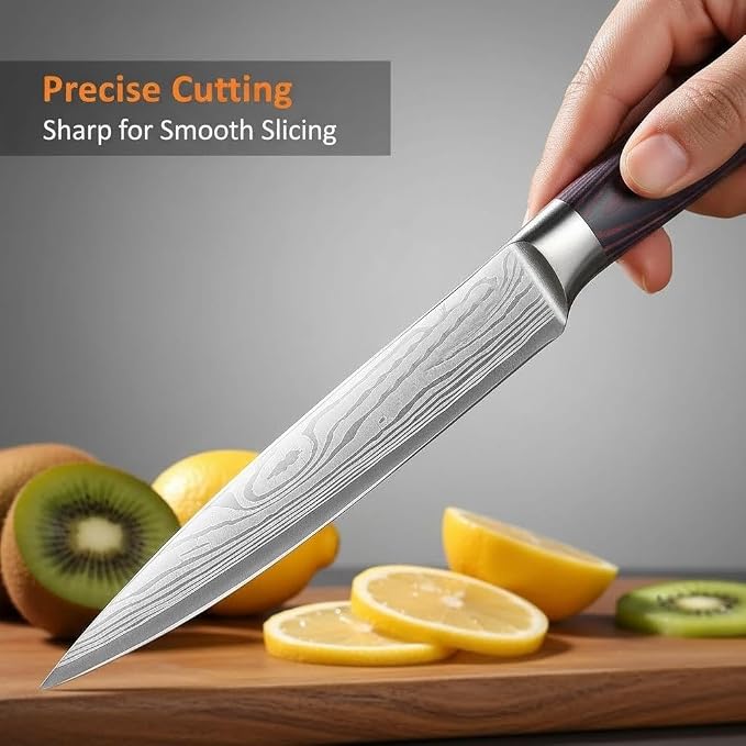5 inch Kitchen Utility Knife, Ultra Sharp High Carbon Stainless Steel Chef Knife with Gift Box, Multipurpose Paring Knife for Fruit and Vegetable Cutting