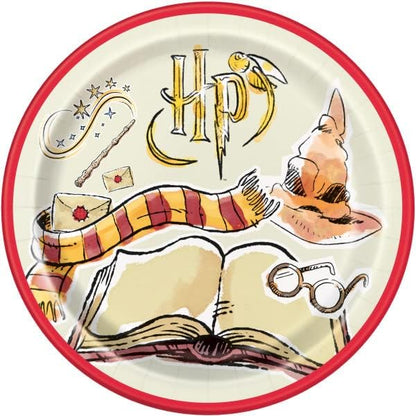 Harry Potter Party Supplies Bundle Pack includes 24 Lunch Paper Plates and 1 Dinosaur Sticker Sheet