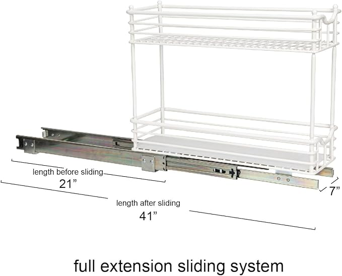 Household Essentials White Steel Two-Tier Slide-Out Organizer with Plastic Liners
