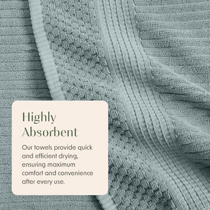 Springtree Home Oversized Bath Towel Set | 2-Pack| 100% Cotton |Silver Blue