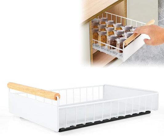Longzhuo Pull Out Cabinet Organizer, 9.5x15x3.5 inch Kitchen Drawer Organizer with Slides, Pull Out Drawers for Cabinets Kitchen Bathroom