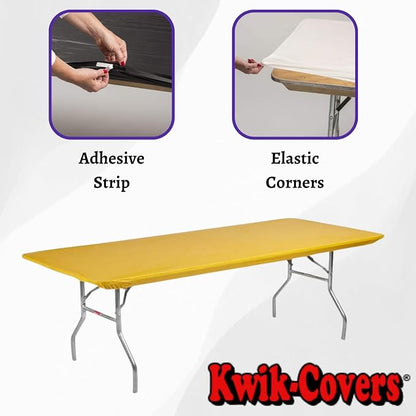 Kwik-Covers 8' Rectangle Plastic Table Covers 30" x 96", Bundle of 5 (Yellow/Gold)