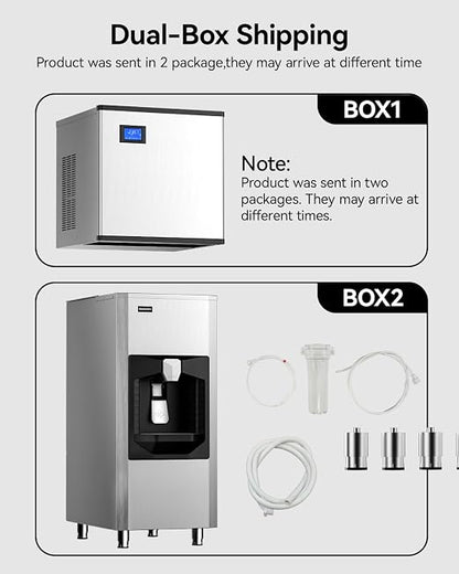 EUHOMY Commercial Ice Maker Machine 500Lb/24H, Ice Ready in 10-15 min,SECOP Compressor, Industrial Ice Machine with 130Lbs Automatic Ice Bin Dispenser, Ice Maker Machine for Hotel/Restaurant/Business