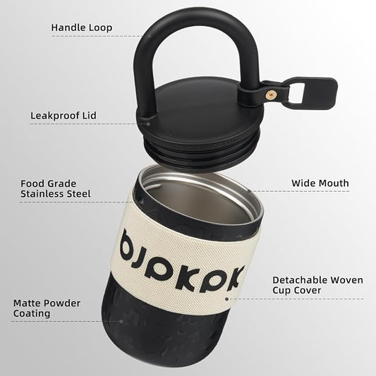 BJPKPK 10oz Insulated Tumbler With Lid And Handle Stainless Steel Travel Mug Loop Coffee Tumbler Cups,Black Leopard