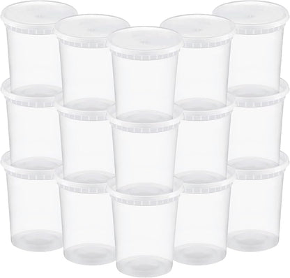 TashiBox 48 Sets 32 oz Plastic Deli Containers with Lids - Clear Airtight Food Storage & Meal Prep Containers, BPA Free, Stackable, Leakproof, Microwave & Freezer Safe