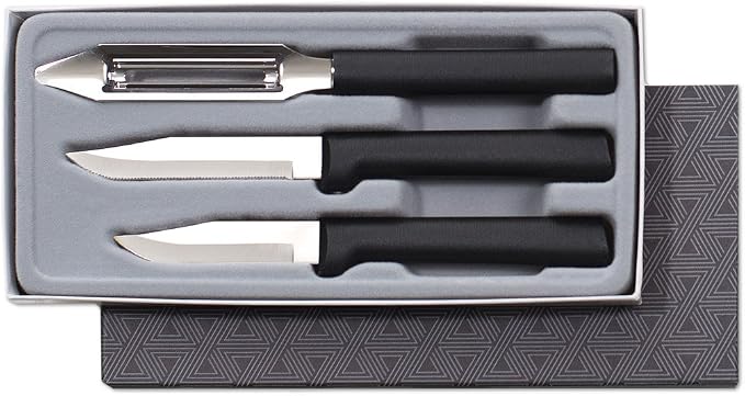 Rada Cutlery Kitchen Basics Gift Set (256), 3-Piece Knife Set, Black Handle