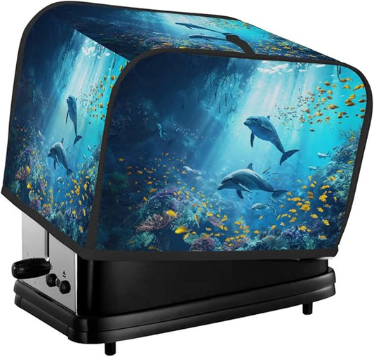Deep Sea Animal Fish Toaster Cover 2 Slice Wide Slot Washable Kitchen Appliance Covers Fingerprint Bread Machine Dust Cover Small Toaster Oven Accessories Covers Bread Maker Bag Women Gift