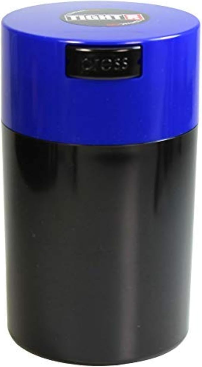 Tightvac 1 oz to 6 ounce - Patented Airtight Container | Multi-use Vacuum Container Works as Smell Proof Containers for Herbs and Dry Goods. Dark Blue Cap &Black Body