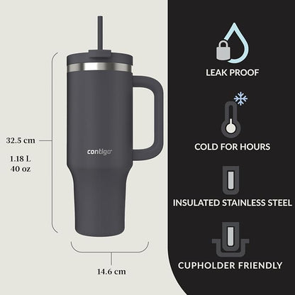 Contigo Streeterville 40oz Tumbler, Stainless Steel Vacuum Insulated, Leak-Proof, Cold for 29 Hours, Darkstone (Pack of 4)