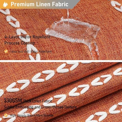 BTTN 54 x 72 Boho Linen Heavy Duty Cloth Shower Curtain Set, Burnt Orange