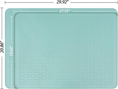 YUHFERA Stove Top Cover for Electric Stove - Silicone Stove Mat for Glass Top, Glass Cooktop Protector, XL Dish Drying Mats for Kitchen,Oven Covers for Electric Stove (Aqua,30 x 21)