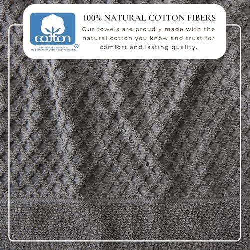 Great Bay Home Hand Towels - 100% Cotton 6 Pack 26x16 Hand Towel Set - Absorbent, Durable, Quick-Dry Towels for Bathroom (Dark Grey)