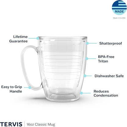 Tervis Clear & Colorful Tabletop Made in USA Double Walled Insulated Tumbler Travel Cup Keeps Drinks Cold & Hot, 16oz Mug, Elderberry Wild