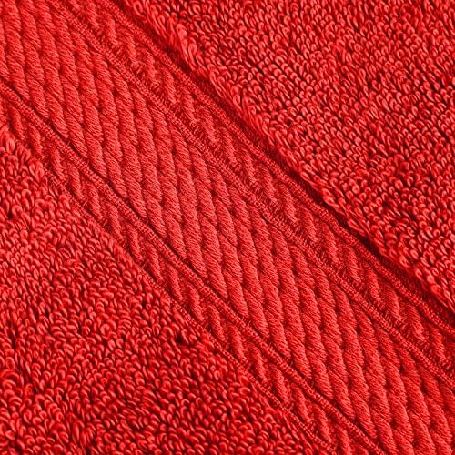 Superior Egyptian Cotton Plush & Absorbent, Face Towel Set of 6, Red